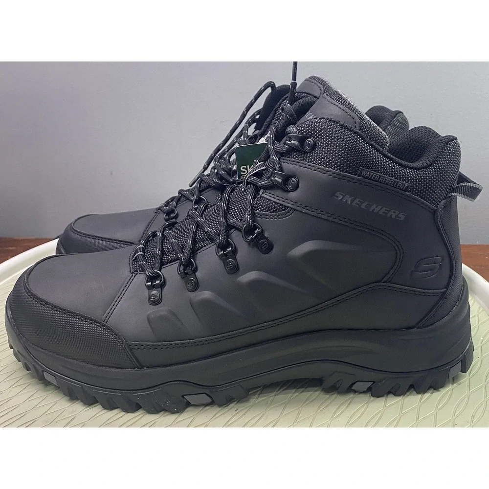 Skechers Men's Relment Daggett Black Memory foam Water Repellent Boots 11.5 NWB